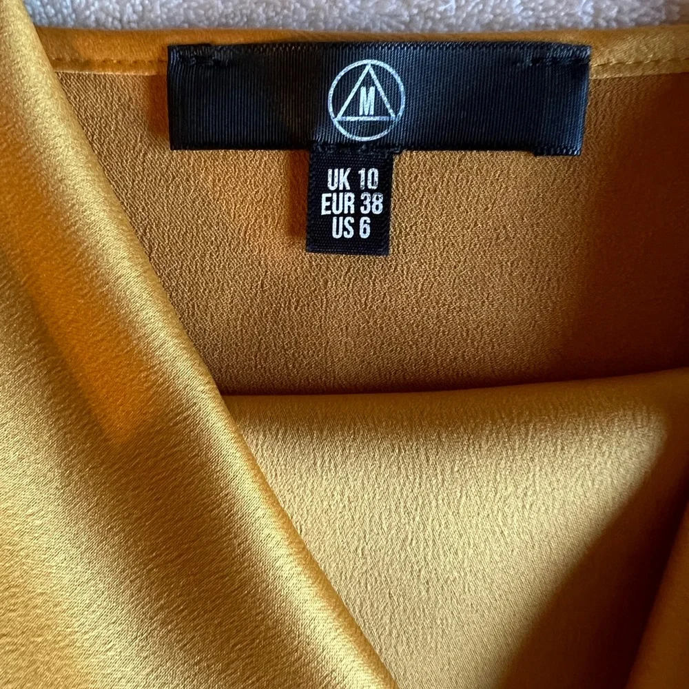 Gold Satin Strappy Cowl Shift Dress - Picture 6 of 6